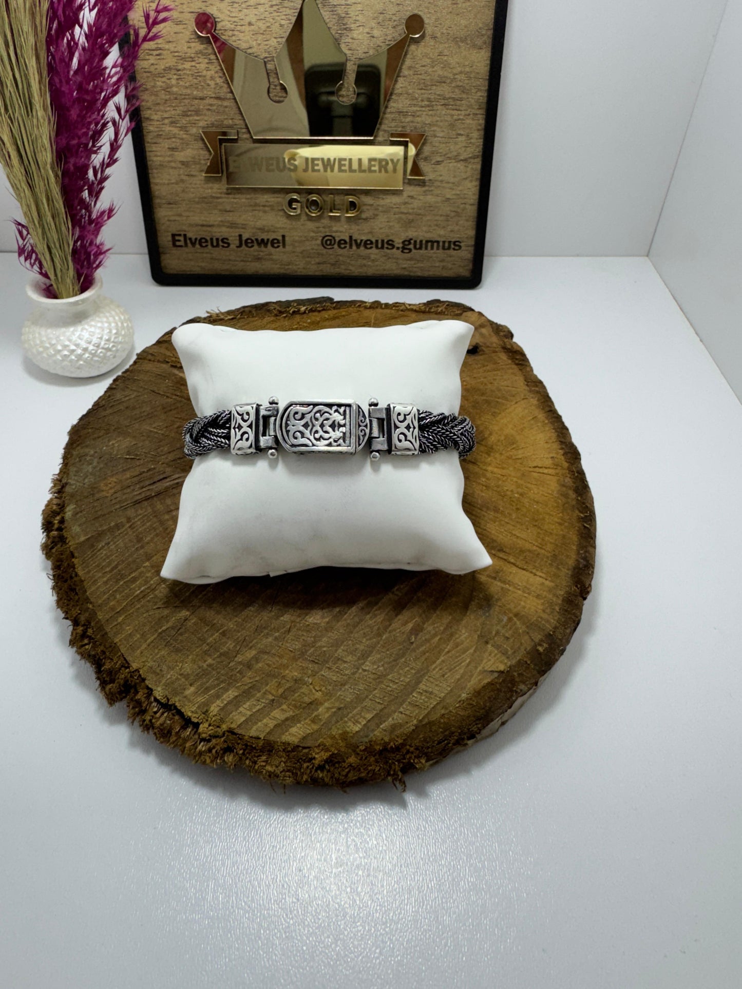 KALIN HALAT ÖRGÜ OTANTİK 925 AYAR GÜMÜŞ BİLEKLİK