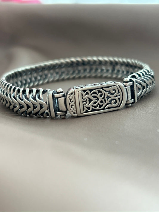 VINTAGE EL İŞİ 925 AYAR GÜMÜŞ BİLEKLİK