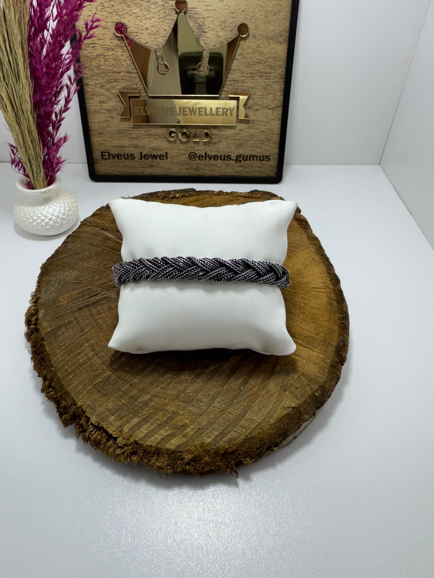 KALIN HALAT ÖRGÜ OTANTİK 925 AYAR GÜMÜŞ BİLEKLİK