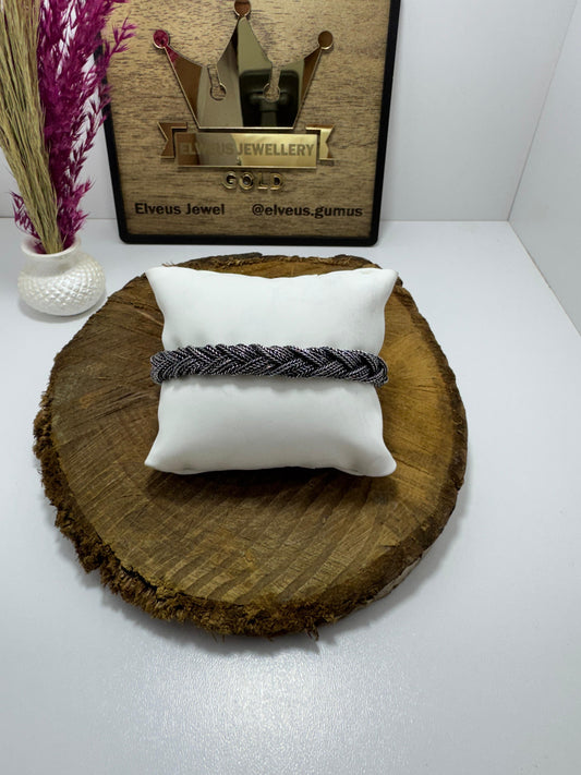 KALIN HALAT ÖRGÜ OTANTİK 925 AYAR GÜMÜŞ BİLEKLİK