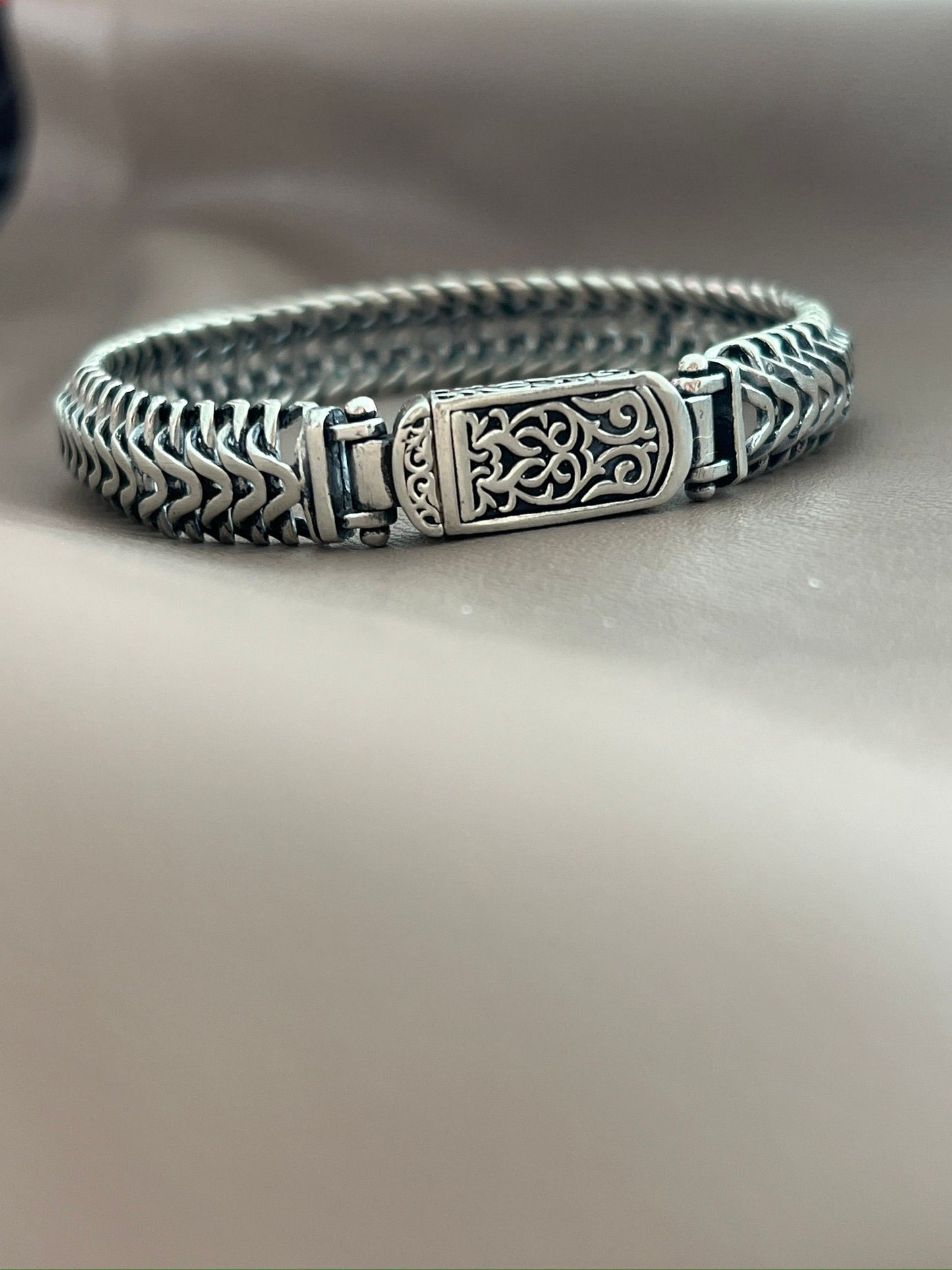 VINTAGE EL İŞİ 925 AYAR GÜMÜŞ BİLEKLİK