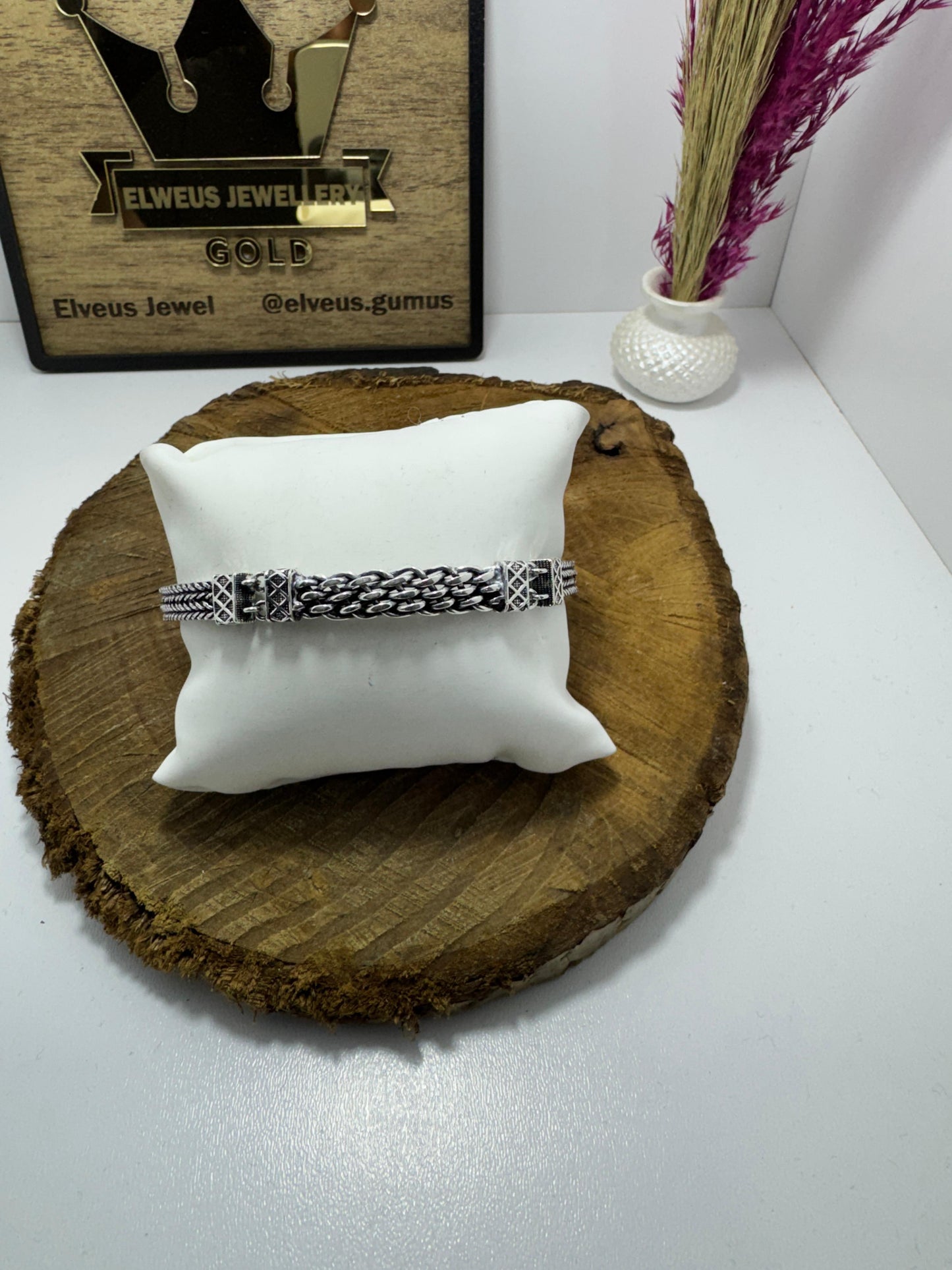 ORTA HASIR ÖRGÜ OTANTİK 925 AYAR GÜMÜŞ BİLEKLİK