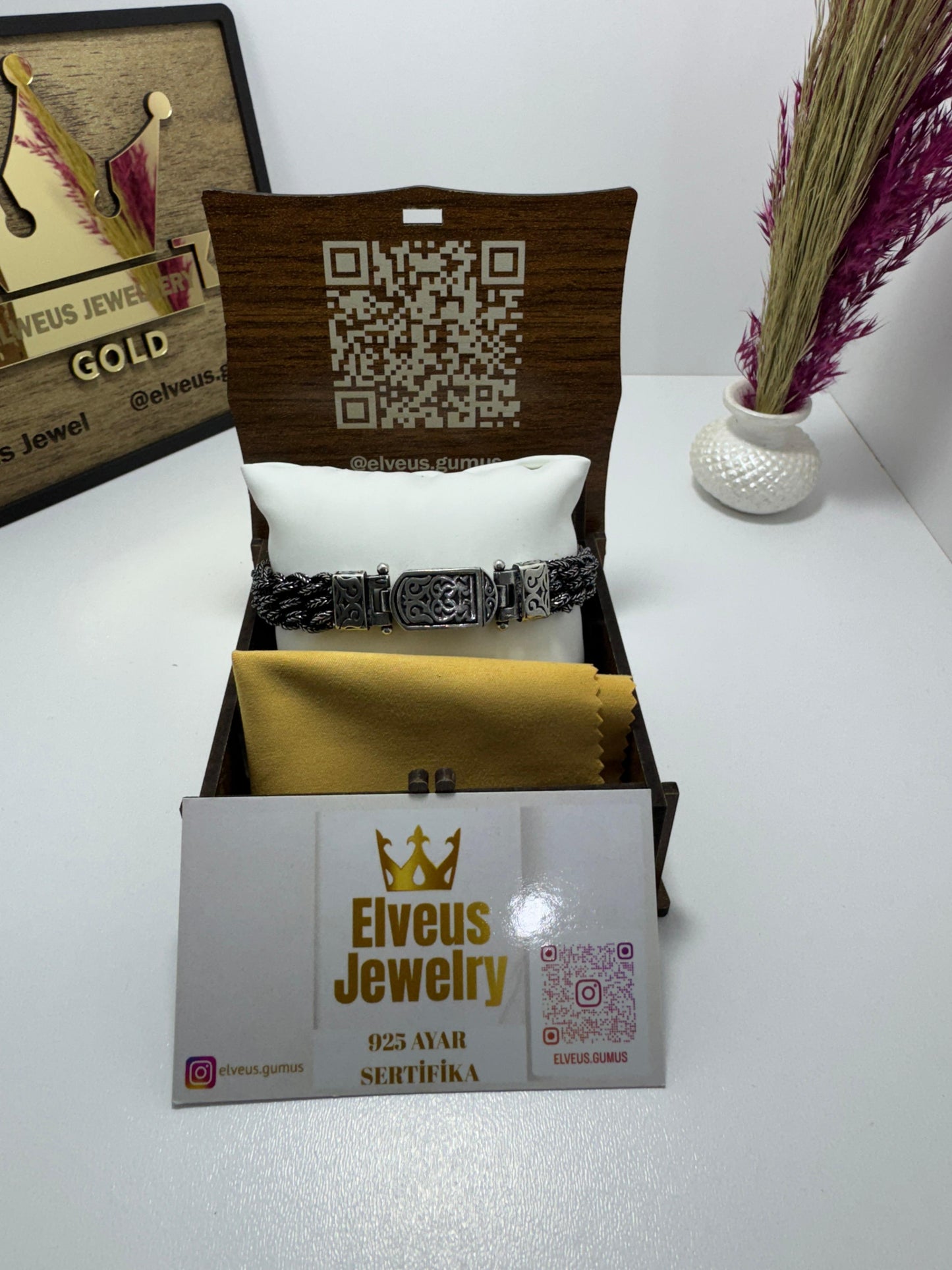 KALIN HASIR ÖRGÜ OTANTİK 925 AYAR GÜMÜŞ BİLEKLİK