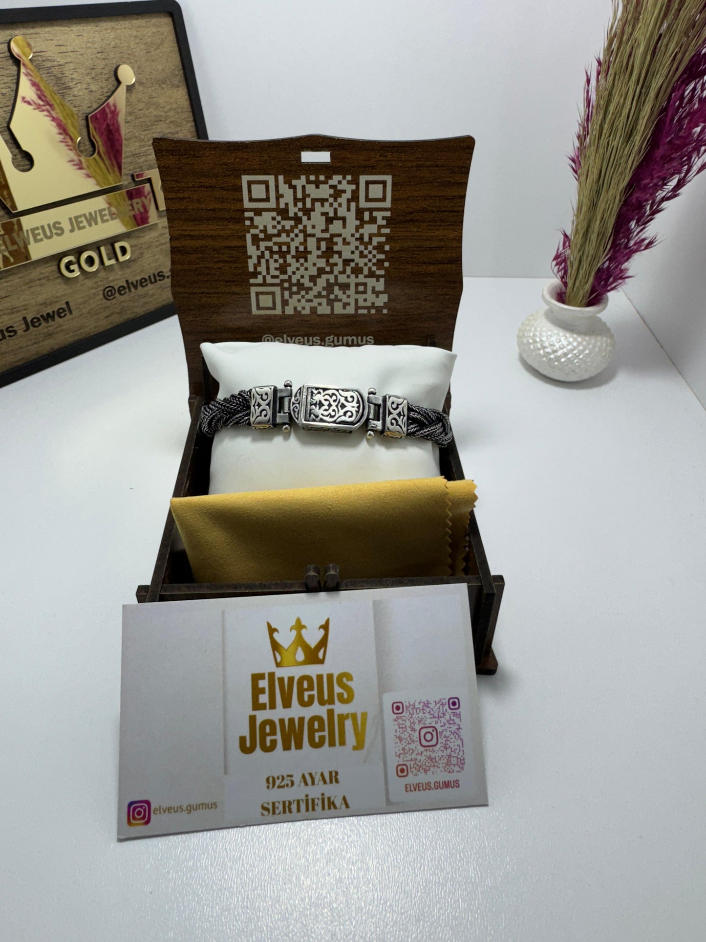 KALIN HALAT ÖRGÜ OTANTİK 925 AYAR GÜMÜŞ BİLEKLİK