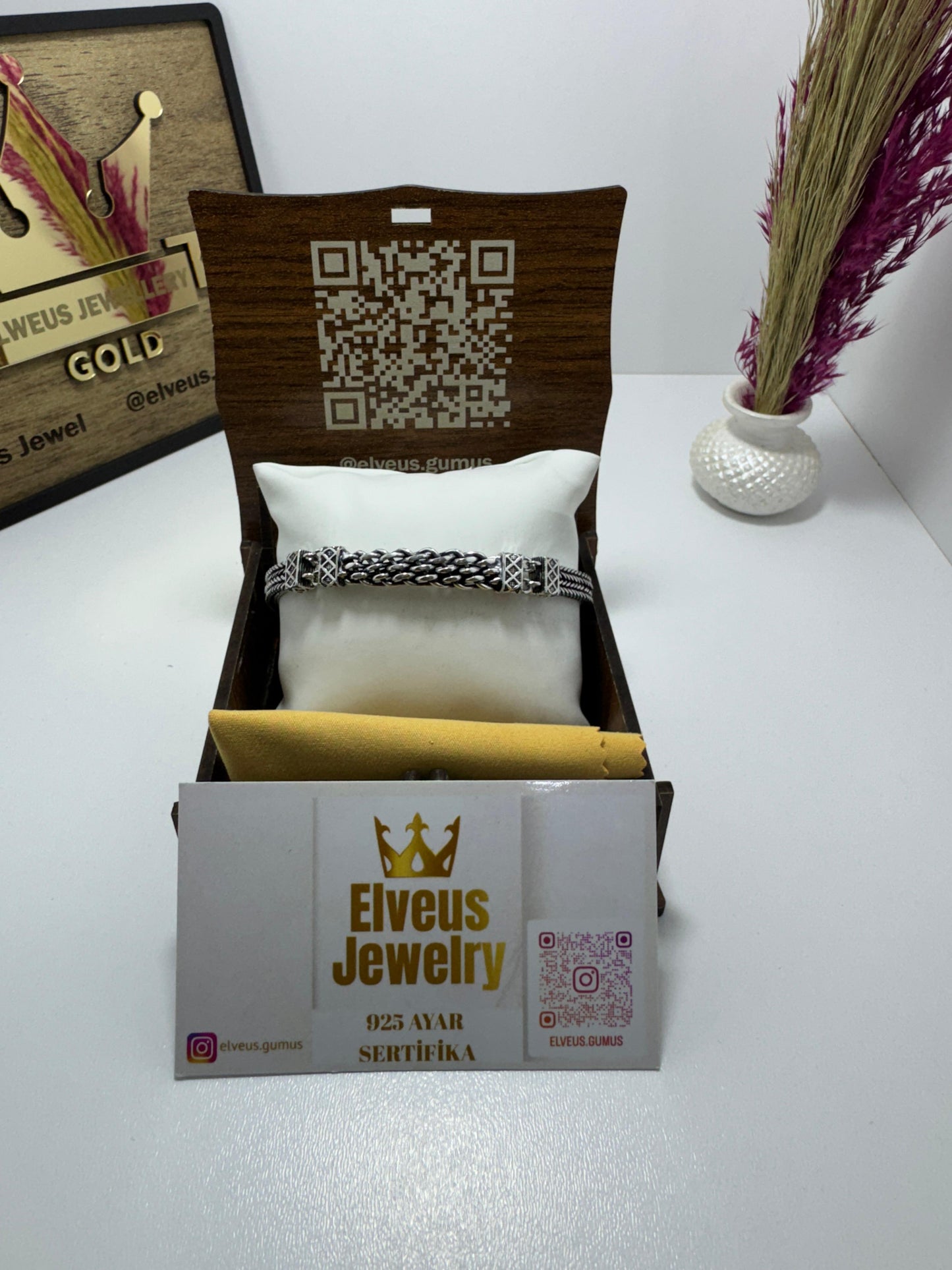 ORTA HASIR ÖRGÜ OTANTİK 925 AYAR GÜMÜŞ BİLEKLİK