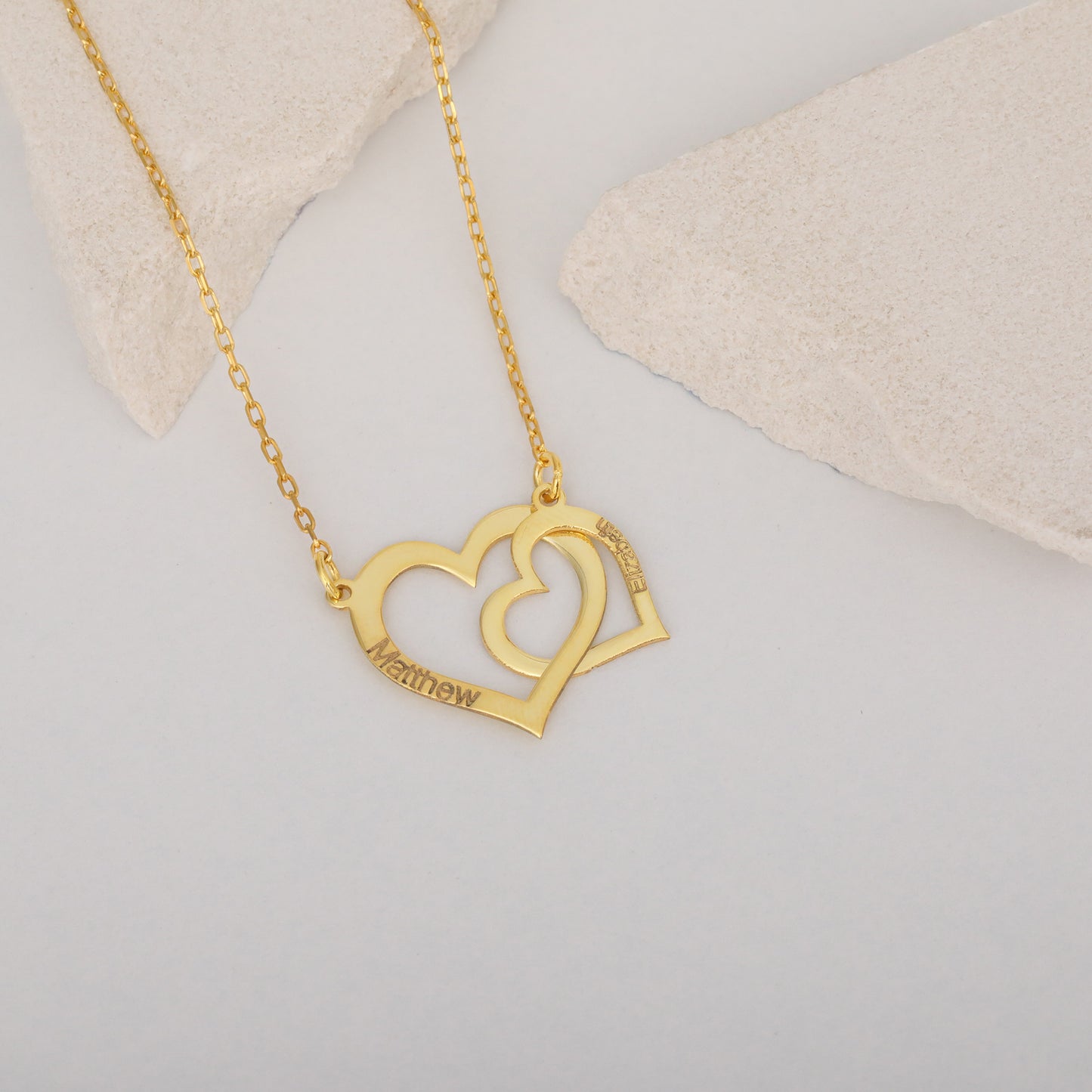 ÖZEL İSİMLİ KALPLİ KOLYE 925 AYAR GÜMÜŞ