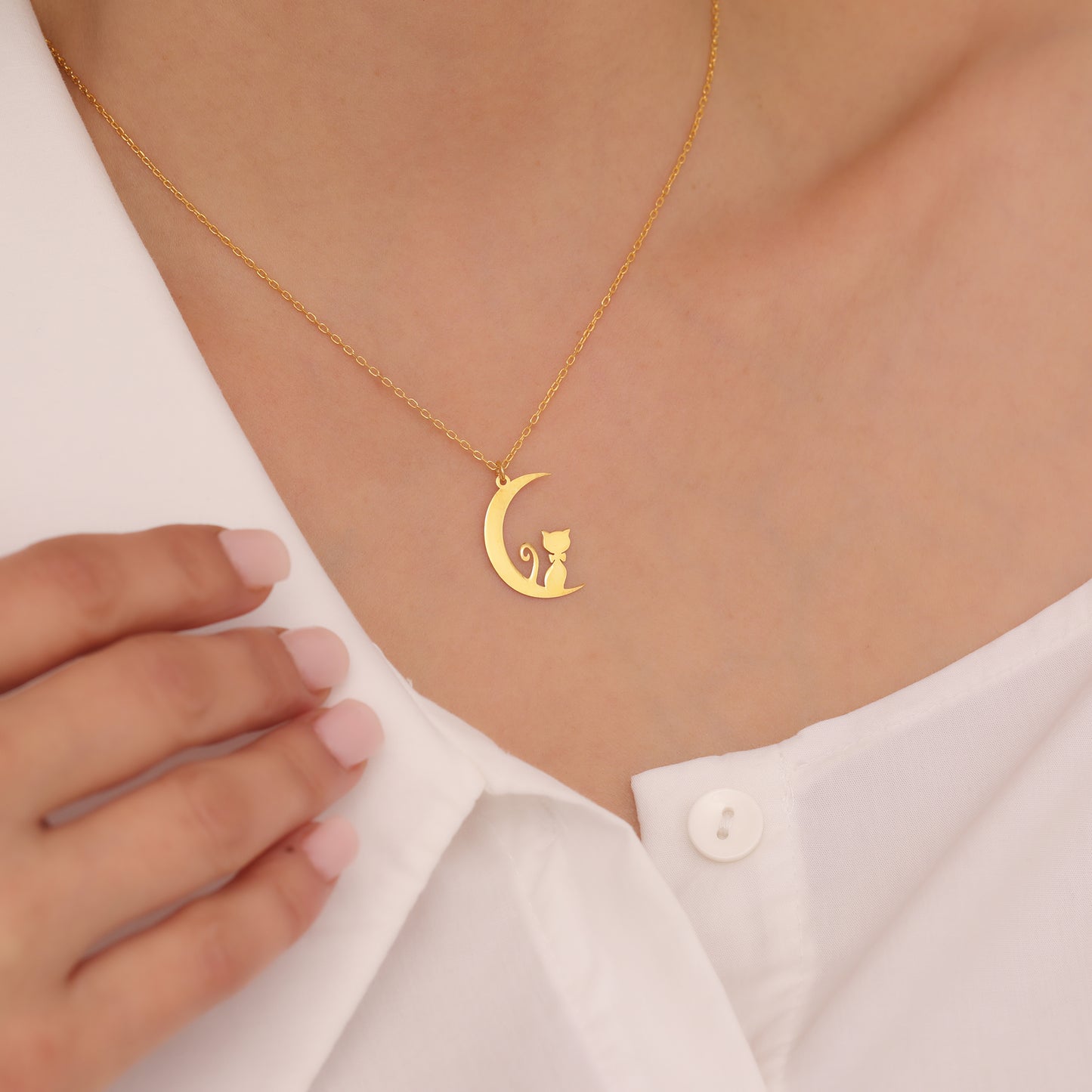 GECE KEDİSİ 925 AYAR GÜMÜŞ KOLYE