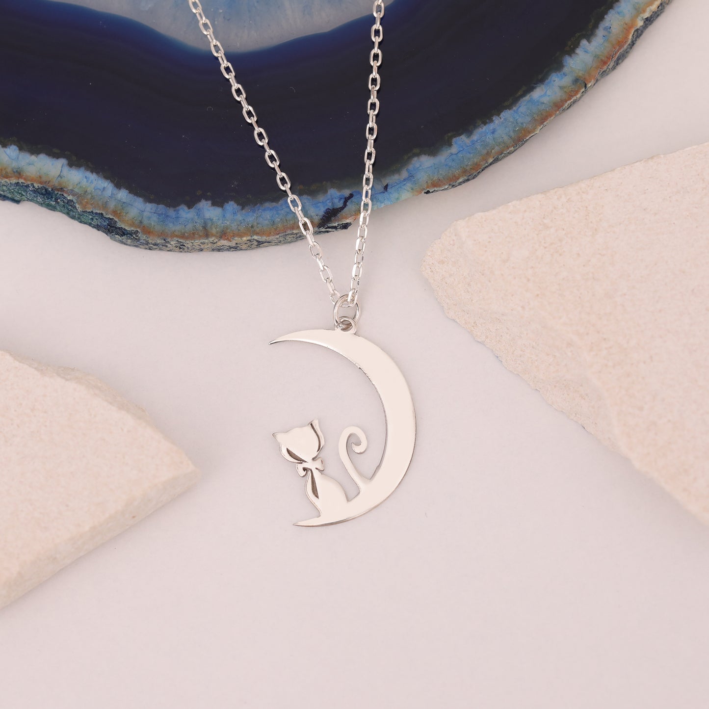 GECE KEDİSİ 925 AYAR GÜMÜŞ KOLYE