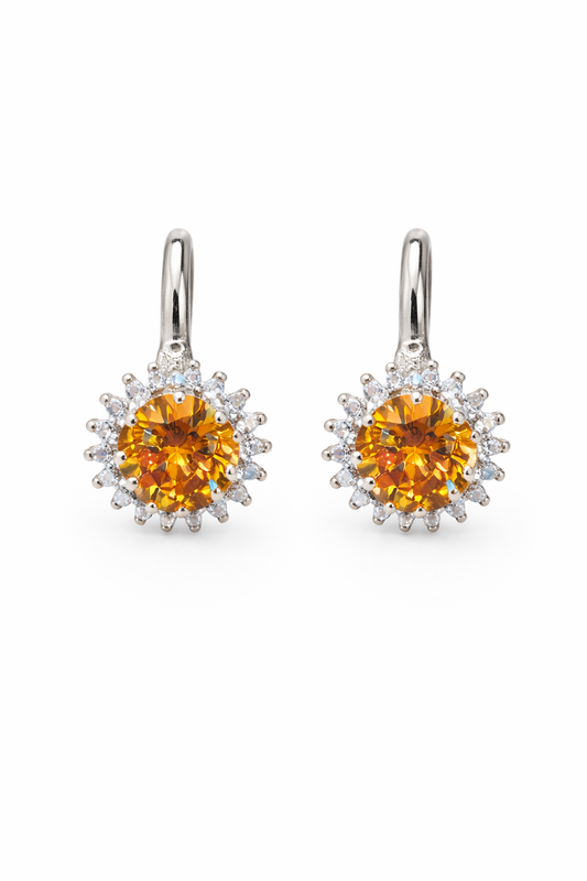 KAHVERENGİ TAŞLI 925 AYAR GÜMÜŞ KÜPE