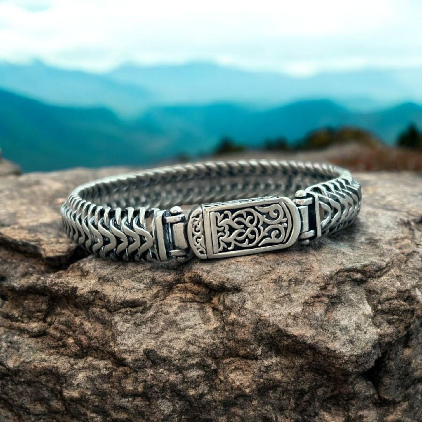 VINTAGE EL İŞİ 925 AYAR GÜMÜŞ BİLEKLİK